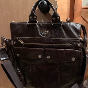 Francesco Biasia Large Brown Leather Satchel Bag